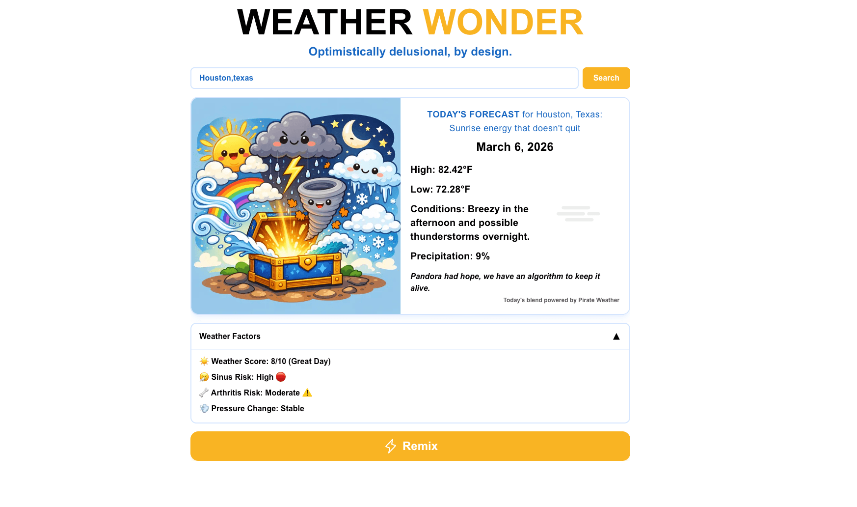 The Weather Wonder app